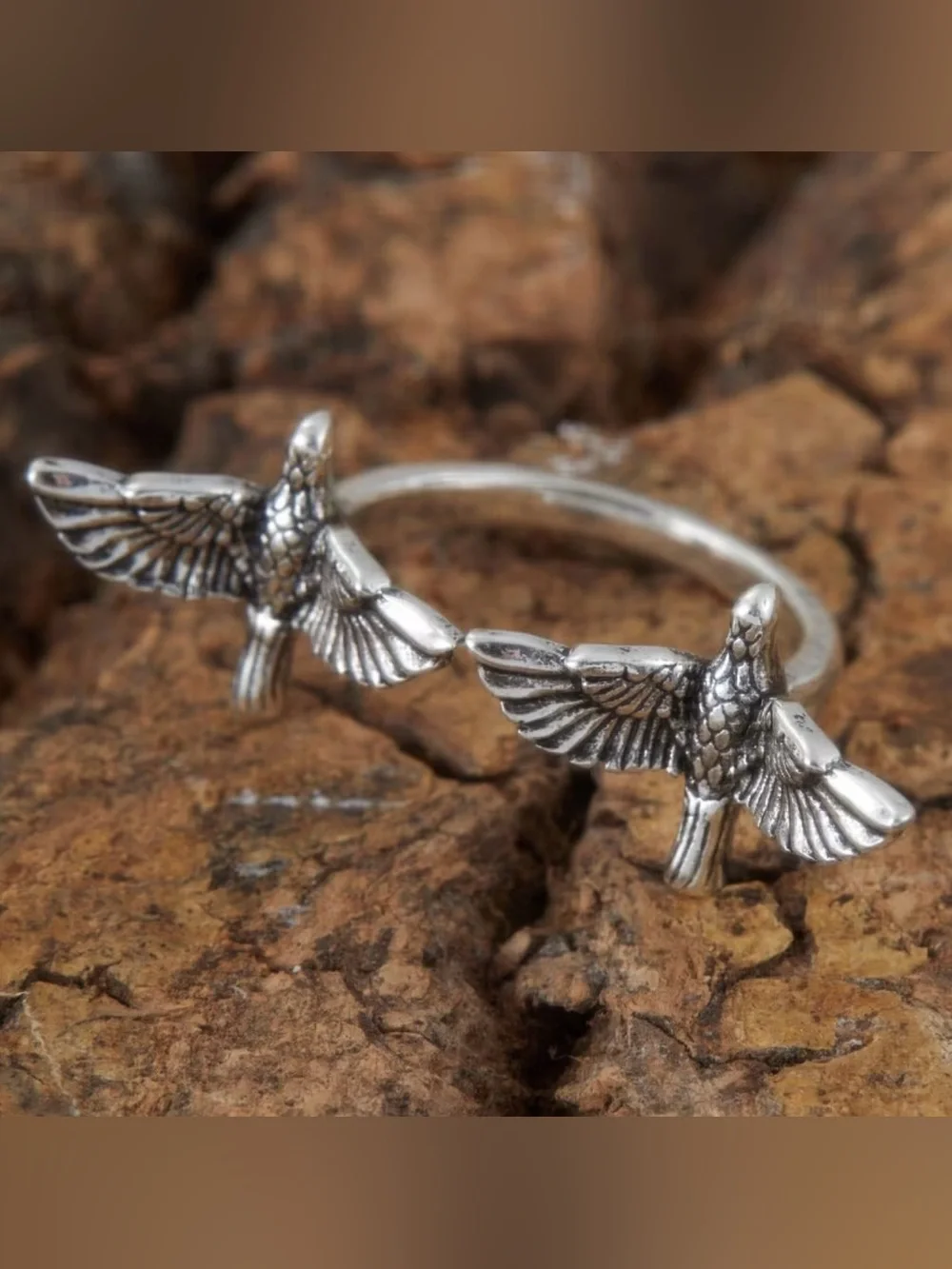 NEW! Retro open Bird Ring. Silver Winged Ring. Lucky Ring. Free symbol Ring 🕊️